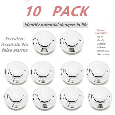 10 SMOKE DETECTORS Battery Power, Units Home Fire Alarm Safety Sensor w/ battery
