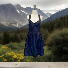 Calvin Klein Black Sundress V Neck Straps Crisscross At Back Lined