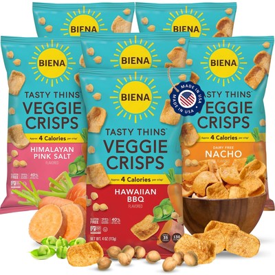 Tasty Thins Veggie Crisps - Low-Calorie Veggie Chips for Adults and - Variety...