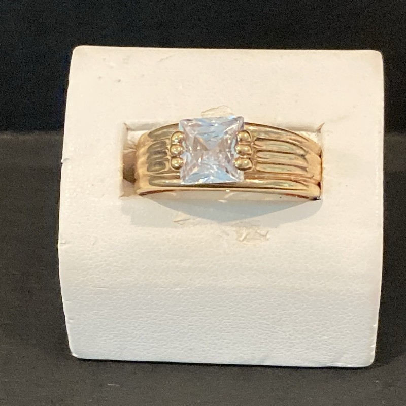 Men’s Solitaire Single Stone Ring Gold Plated Size 11