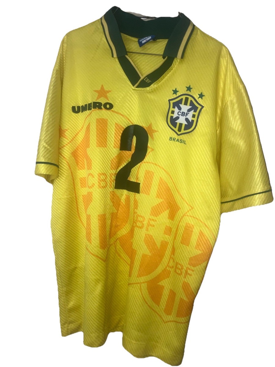 Vintage Umbro Brazil #2 Jorginho CBF Soccer Jersey 1994 World Cup