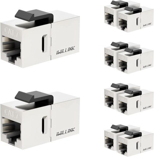 iwillink 10Gbps CAT7 Coupler RJ45 Keystone Shielded 10-Pack, Silver