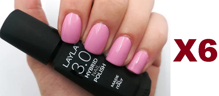 6PCS LAYLA 3.0 HYBRID NAIL POLISH ENAMEL N.7 PINK LINK HYBRID GEL EFFECT 10ML