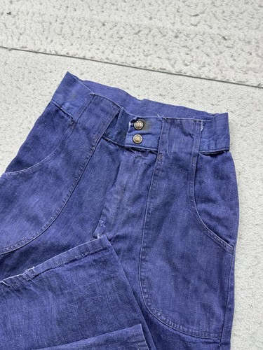 Vintage Women’s Bellbottom Mega Flare Jeans Navy 70s Size 24x32 Hippie Purple - Picture 3 of 9