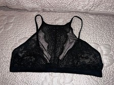 Victoria  s Secret Body by Victoria Black Sheer Lace Halter Bralette Size M
