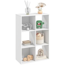 Libreria Bianca dal Design Moderno con 6 Scomparti, HOMCOM, 61.5x29.5x91.5cm