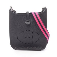 HERMES Evelyne TPM Amazon Cabin Shoulder Bag Taurillon Clemence Black #RC876