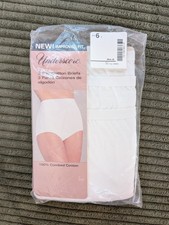 Underscore Briefs White 3 Pair Pack 100 Combed Cotton Size 6 New