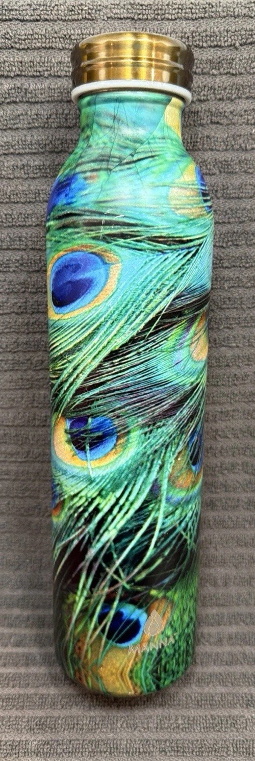 MANNA 18/8 STAINLESS STEEL BOTTLE, RETRO PEACOCK, NEW, 21665, 20 OZ Scratch