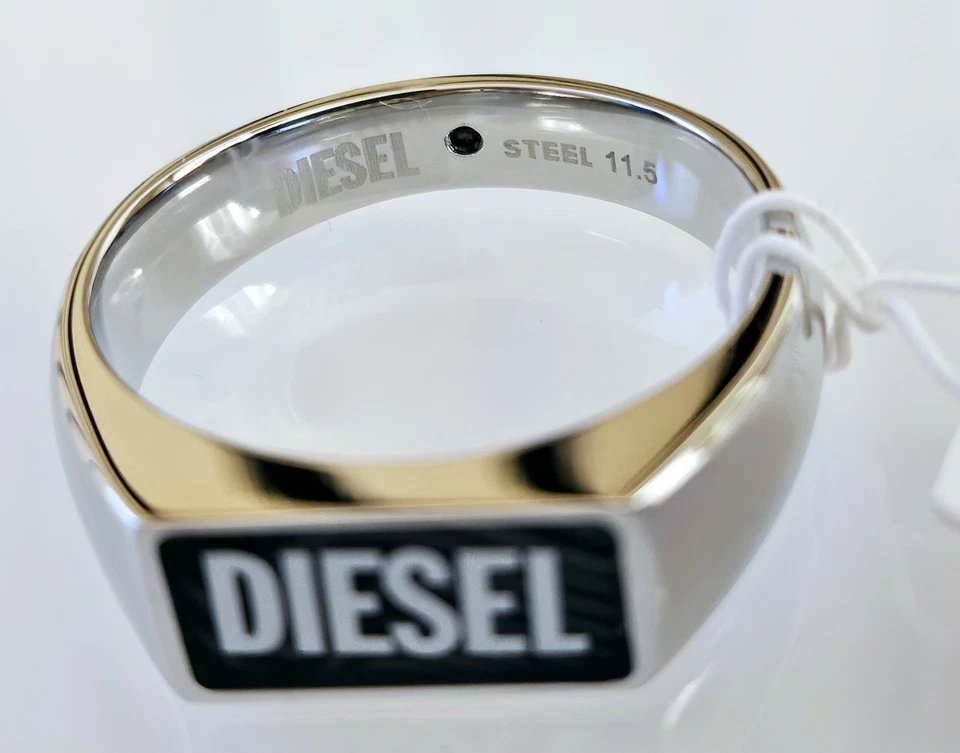 Diesel Ring DX1512040 Herren Edelstahl Achat Schwarz Neu OVP - Bild 3 von 4