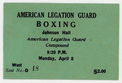 1930s U.S. Marines Peking China Embassy Guard Boxing Ticket F202