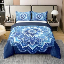 Mandala Duvet Cover 100% Cotton Set 3D Mandala Boho Chic Pattern Bedding Set ...