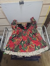 East Bay Gear Girls PLAID FLORAL CHRISTMAS Lace Dress 3T Made In The USA Vtg