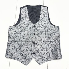 Boys Tuxedo Suit Vest Size 16 Silver Floral Jacquard Formal Wedding Party