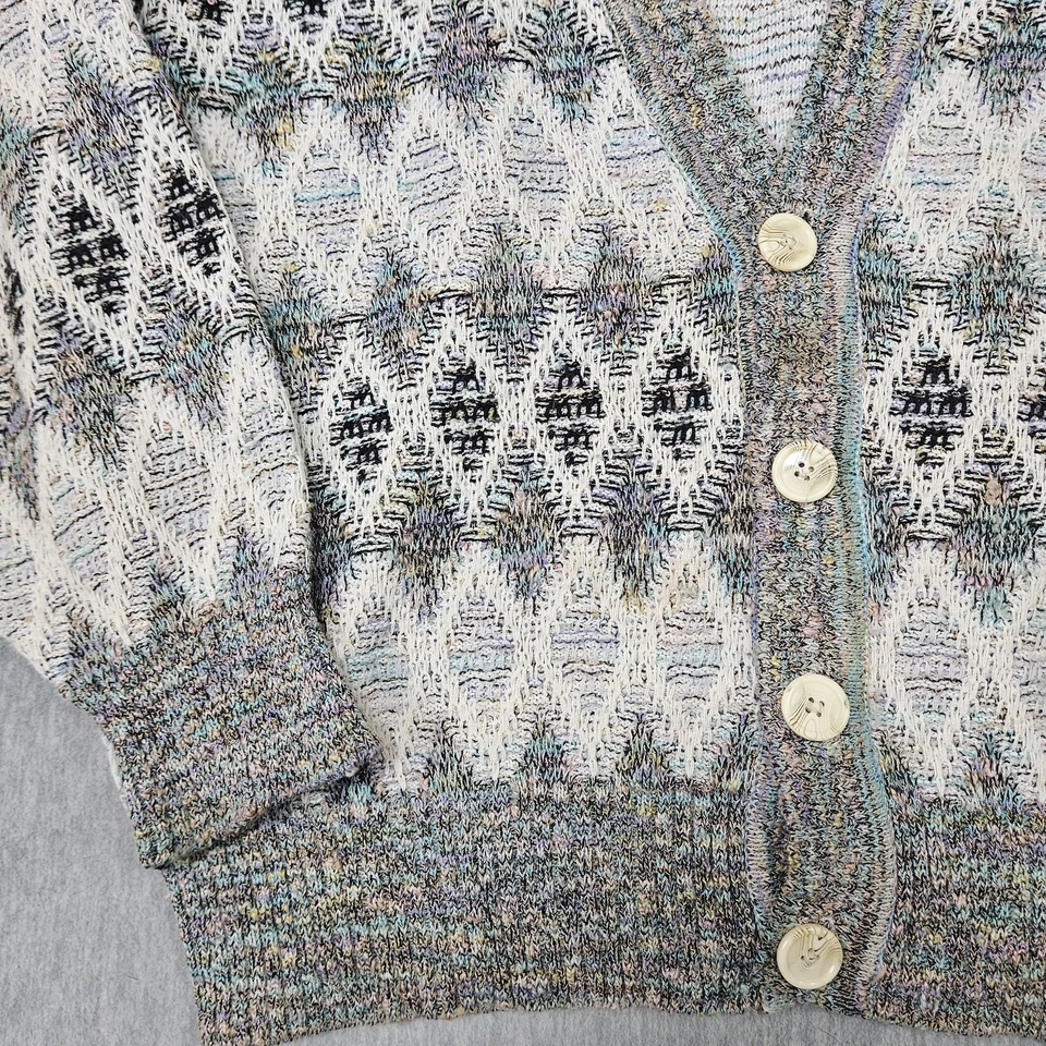Vintage Bachrach Sweater Mens XL Geometric Cardigan Knit Button Up Grandpa - Image 2 of 4