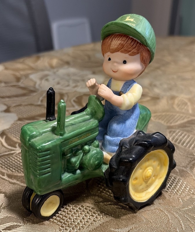 John Deere porcelain figurine "You're On The Right Track" 1999 boy on tractor