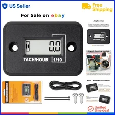 Digital LCD Inductive Tachometer Hour Meter Waterproof for Gas Engines