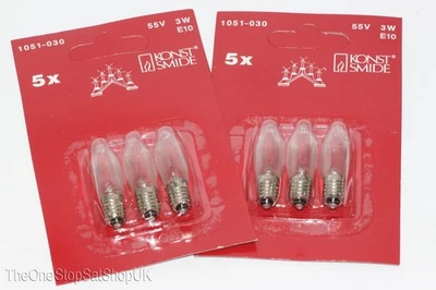6 Pack Of Konstsmide 55V, 3W, E10, MES Spare Welcome Candle Bridge Bulbs