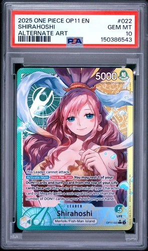 2025 One Piece OP11 #022 Shirahoshi Alternate Art Leader PSA 10 GEM MT