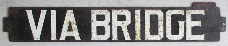 Vintage New York Subway BMT Train Metal Destination Sign Via Bridge NYC
