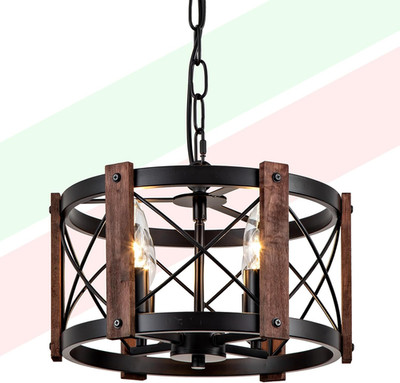 Rustic 4-Light Black Farmhouse Chandelier for Dining Room & Kitchen Island