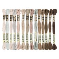 14 SträNge Stickgarn, Polyester Armbandfaden FüR Kreuzstich, Dunkelbraun