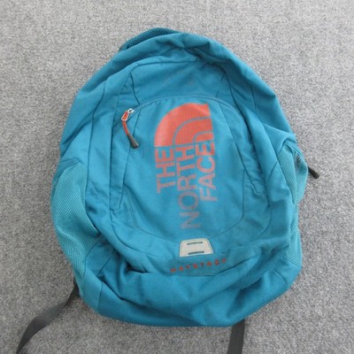 The North Face Haystack Backpack Teal Blue Daypack Laptop Bag Orange Logo  School