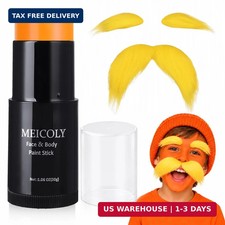 Yellow Mustache and Eyebrows with Orange Face Paint Stick for Kid Adult, Water
