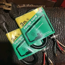 2x Copper Kitchen Remodel 4 Wire Cord 45 amp 250v 3ft. Carol Cable Company 