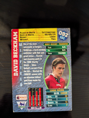 1996/97 DAVID BECKHAM RC Merlin's Premier Gold Rookie Card | eBay
