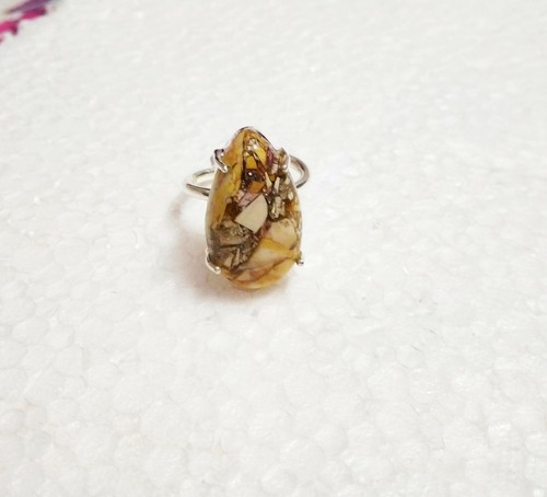 Natural Brecciated Mookaite Jasper Gemstone 925 Sterling Silver unisex Ring - Picture 4 of 4