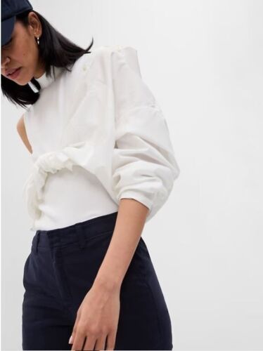 Pantalones GAP tiro alto elástico sarga novia caquis índigo azul marino talla 6 NUEVO - Imagen 3 de 10