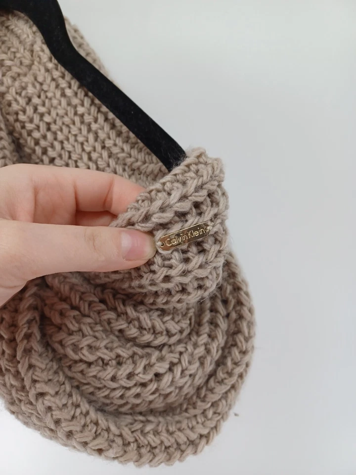 CALVIN KLEIN Women's scarf One Size Brown crunchy Soft Loop Chunky Knit - Image 4 of 4