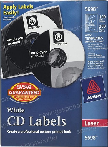 Etiquetas Avery White CD DVD Jewel Case para disco láser 100 y 200 columna 5698 - Imagen 2 de 7