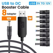 ADATTATORE BOOSTER STEP-UP USB DA 5V a 12V ELEVATORE DI TENSIONE + 8 ADATTATORI