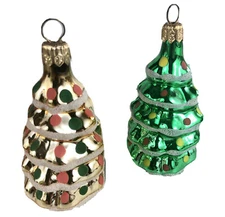 2 Vintage Figural Christmas Tree Ornament West German Blown Glass