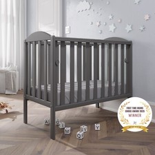 Waffi Mini Baby Grey Cot Space Saver Cot - optional fibre mattress 100x50x10cm
