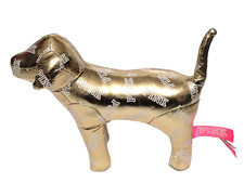 VS Victoria's Secret PINK Logo Metallic GOLD Plush Mini DOG