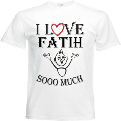 T-Shirt I Love Fatih für Damen Herren und Kinder ... in der Farbe Weiss