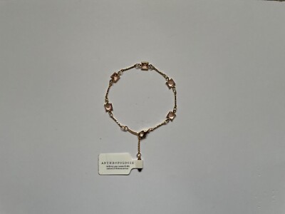 new anthropologie serefina 14ct gold light pink crystals chain