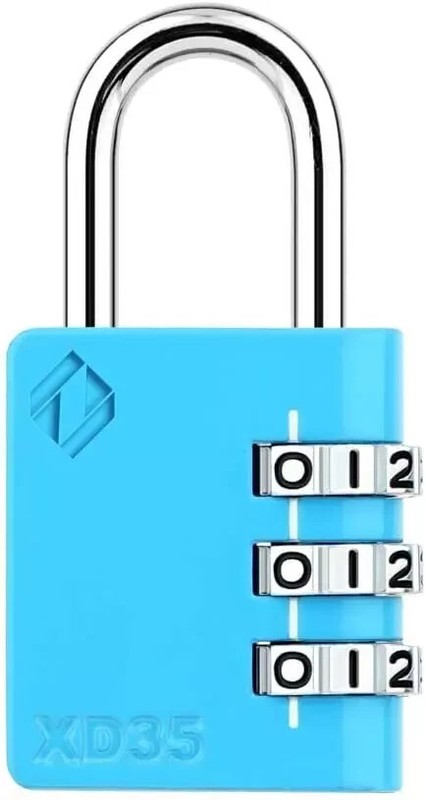 BLUE Zarker XD35 Padlock 3 Digit COMBINATION LOCK Travel, School, Gym.COMBO LOCK