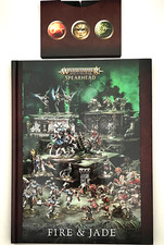 Warhammer Age of Sigmar Skaventide Hardback Spearhead: Fire and Jade and Cards.