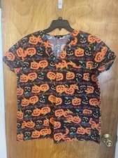 Just Love Brand Women's Halloween Scrub Top - Size L