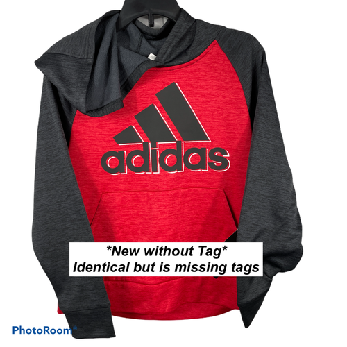 Adidas Youth Hoodies Poly Tech Fleece Red or Gray with Heather Black NEW - Picture 24 of 29