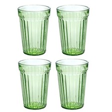 SET OF 4 Green Faceted Drinking Glass  Russia...