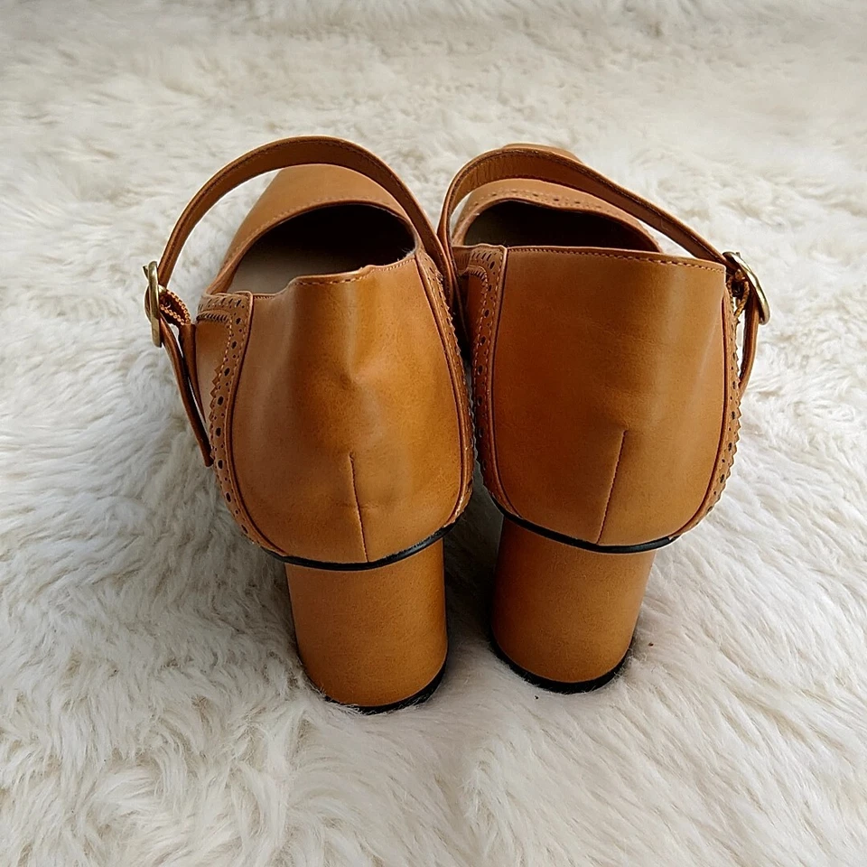 Zapatos de vestir Charles & Keith para mujer 38 tacón alto marrón punta cuadrada correa Mary Jane Foto 3 de 4
