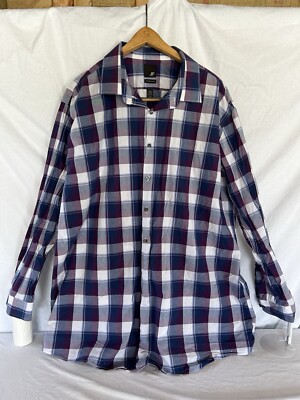 XXL Foot Joy Plaid Long Sleeve Button Shirt Mens Large SlimFit Purple/Blue/White