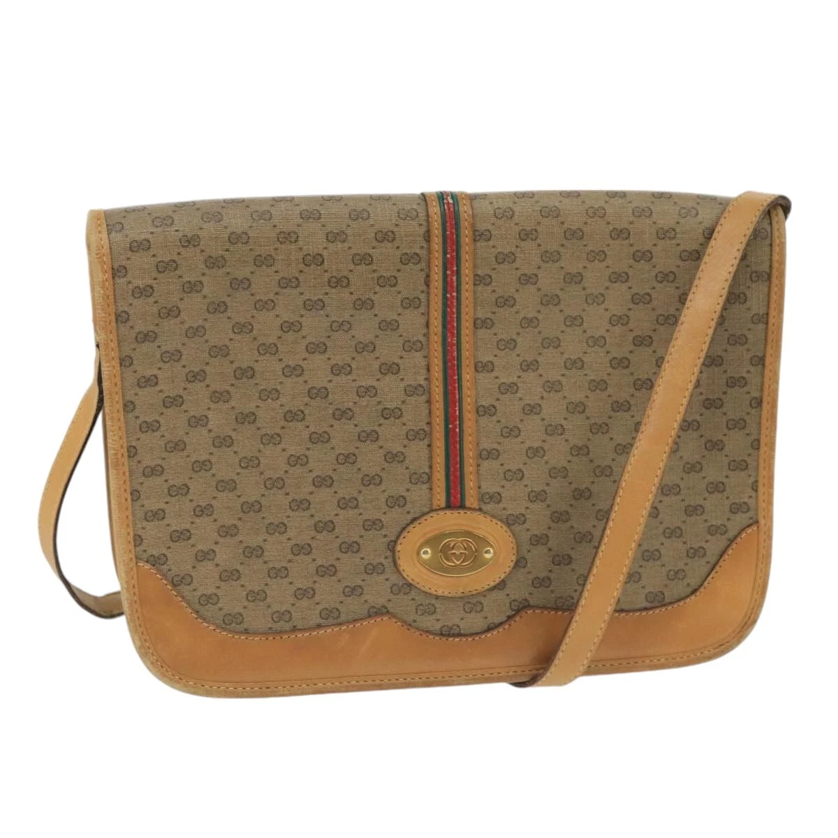 Sac à bandoulière GUCCI Micro GG Supreme PVC beige or 001 104 0551 authentique 99407