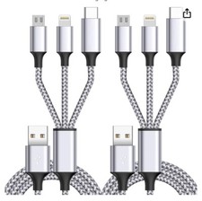 3 In 1 Charging Cable 2 Pack 4 Foot