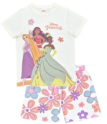 Girls Disney Princess Personalised Short Pyjamas Rapunzel Moana Tiana PJs  UK